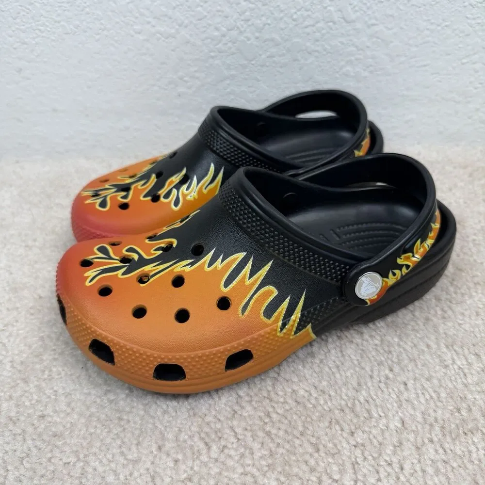 NWT Crocs Classic Flames Clog Retro Hot Rod Youth Size J3 Kids 210993-0C4 - Picture 3 of 6